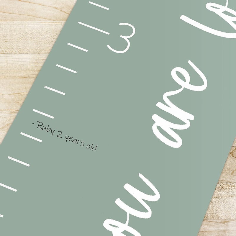 Morxy Canvas Growth Chart for Kids - Unisex Kids Room Wall Decor - Measuring Height Chart- Wall Tape with Height Chart for Kids (Canvas, Loved Beyond Measure- sage) - Image 3